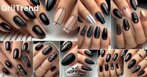 Black Nail Art Designs for Short Nails