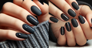 Short Matte Black Nail Designs